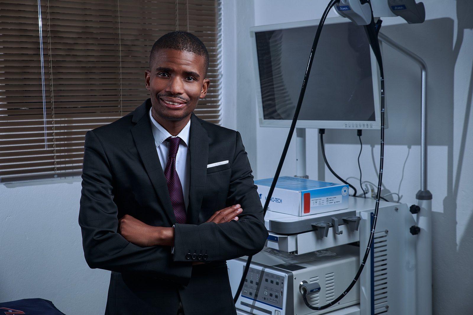 Dr Motheo T. Zimba, specialist general and laparoscopic surgeon, in his endoscopy suite